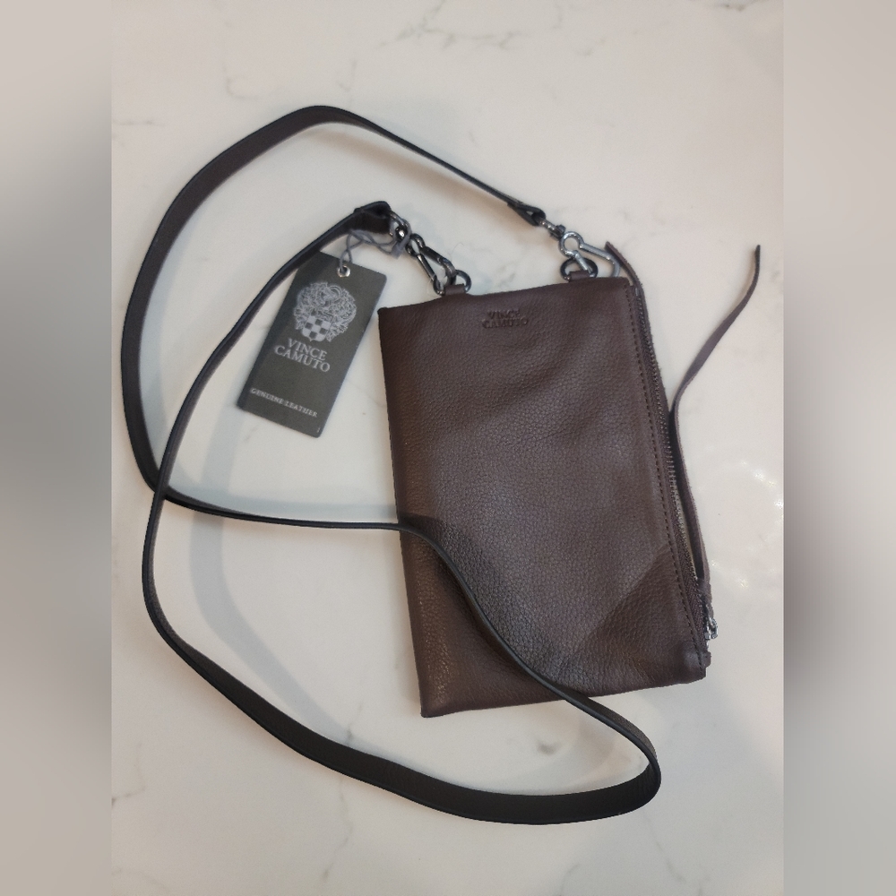 Vince Camuto women's crossbody wallet, color black cherry, genuine leather
